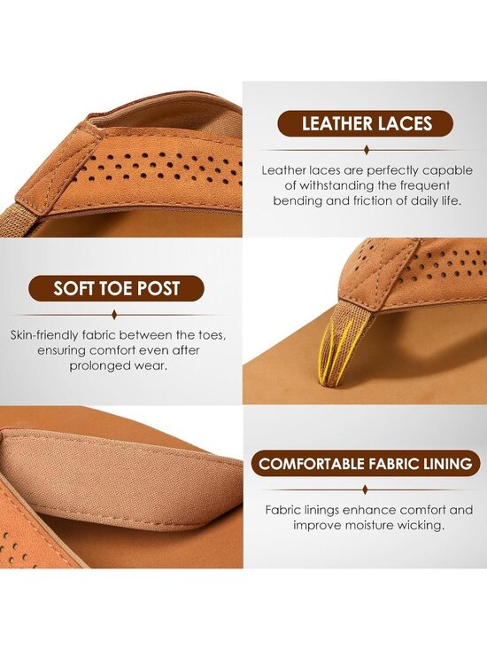 Men\'s Khaki Flip Flops With Arch Support Comfortable Yoga Mat Sandals Casual main image 6